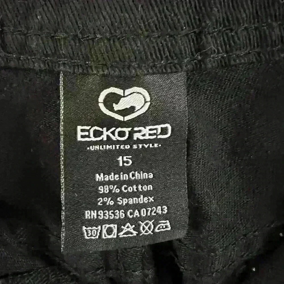 Y2K Womens Echo Red Navy Jeans Size 15 Straight Low Rise Stretch - Picture 3 of 6